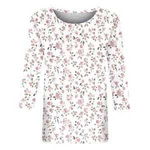 เสื้อยืดคอกลมแขนสามส่วนพิมพ์ลายดอกไม้สำหรับผู้หญิงไซส์ใหญ่ เสื้อถักลำลอง พิมพ์ลายดิจิทัล ผลิตจากโพลีเอสเตอร์ จากบังกลาเทศ - Product Image 3