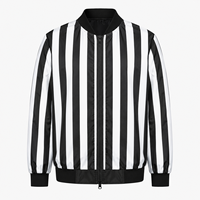 Veste d'arbitre homme personnalisée, rayée noir et blanc, fermeture éclair intégrale, légère, veste bomber pour officiels de football, uniforme sportif, vêtements d'équipe