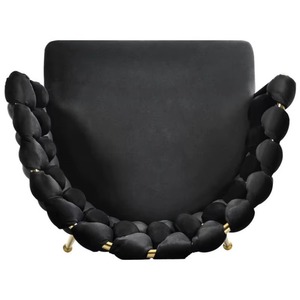 Sillas de Comedor Negras con Patas de Metal Dorado, Sillón Tapizado en Terciopelo con Brazos Acolchados para Comedor, Cocina, Sala de Estar - Product Image 5