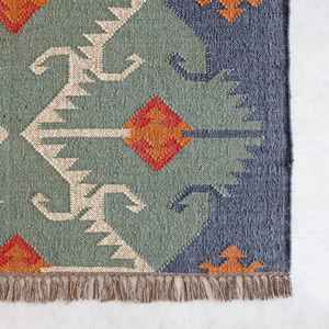 Décoration de salon écologique, tapis kilim en jute et laine tissés à la main pour salon et chambre - Product Image 5