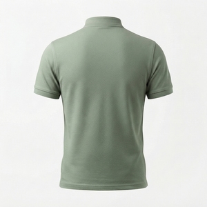 เสื้อโปโลผู้ชายสีเขียวเซจ คอจีน ผ้าถักเนื้อแน่น แห้งเร็ว สำหรับเสื้อเชิ้ตแขนสั้น ชุดกีฬา กอล์ฟ ชุดทำงาน รับผลิตแบบ OEM ODM - Product Image 2