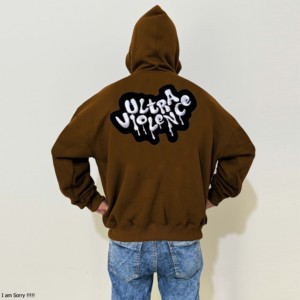 Sweat-shirts à capuche pour hommes, hiver, thermiques, 300 g/m², poids lourd, 100 % coton, doublure polaire, coupe oversize, logo personnalisé sur le devant, teinture unie, écologiques - Product Image 2