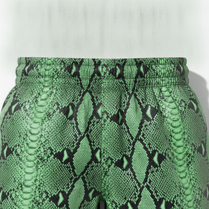 Shorts Premium Vert Imprimé Serpent Coupe Classique Extensible Polyester Tenue Arts Martiaux Taille Adulte - Product Image 2