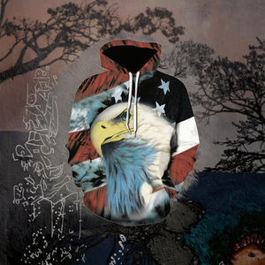 Sudadera con Capucha de Diseño Exclusivo para Hombre, con Estampado 3D de Águila, 100% Algodón, Invierno, Bandera Estadounidense - Product Image 2