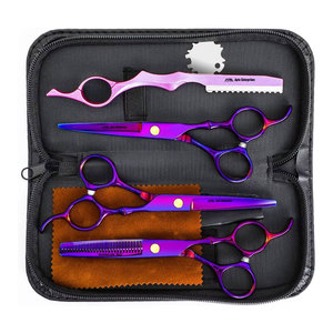 Ciseaux de coiffure en acier inoxydable, ciseaux à effiler multifonctionnels, ciseaux professionnels pour couper les cheveux, ensemble de ciseaux violets - Product Image 1
