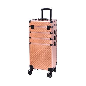 4-in-1 Rose Gold Draw Bar Style Interchangeable Aluminum Rolling Makeup Case Cosmetic Bags & Cases - Product Image 4