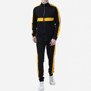 Ensemble de survêtement unisexe noir et jaune réversible, écologique, 100% coton, design 2 en 1, manches longues, col à capuche, style sportif, élastique - Product Image 3