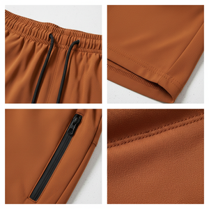 Men Stretch Fitness <b>Shorts</b> <b>4</b> Way Stretch Polyester Spandex Zipper Pockets Breathable Gym Workout <b>Shorts</b> - Product Image 5