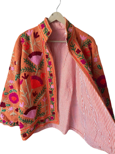 Veste courte en coton TNT Suzani pour femmes, vêtements ethniques brodés, vêtements d'extérieur courts - Product Image 5