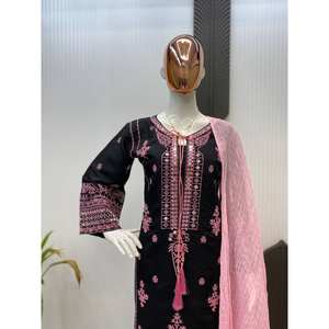 Conjunto de Top y Pantalón de Fiesta de Diseñador, Talla XL, con Dupatta, Estilo Elegante - Product Image 1