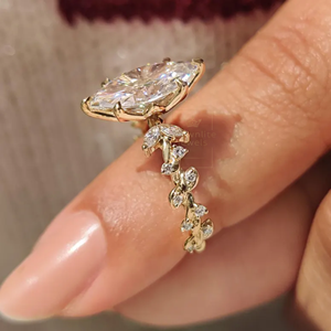 Elegante Anillo de Compromiso Chapado en Oro Amarillo con Diamante Moissanita Corte Marquesa para Mujer, Joyería Fina, Regalo de Boda - Product Image 2