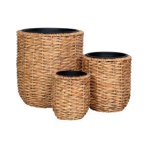 Eco Friendly Biodegradable Set 3 Water Hyacinth Planter Pots Waterproof <b>Liner</b> Rustic Vintage Style Best Selling Home Garden - Product Image 1