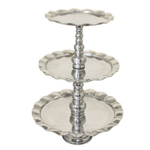 Wholesale <b>3</b> <b>Tier</b> Silver Metal <b>Cake</b> <b>Stand</b> With Handle Round Stainless Steel Dessert Display Serving <b>Stand</b> For Home Kitchen Decor - Product Image 3