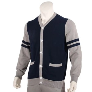 Custom Logo Men's <b>Thick</b> Double Breasted <b>Cardigan</b> Oversized Knitted Jacquard Embroidery Loose Fit Solid Pattern Sweater Winter - Product Image 6
