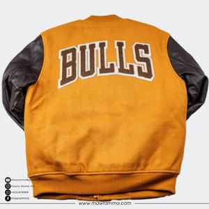 Veste universitaire personnalisée OEM de haute qualité, vestes d'équipe avec patchwork brodé, manches en cuir de haute qualité, pour unisexe - Product Image 2