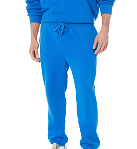 Men's Blue <b>Linen</b>/Cotton Straight Mid Waist Elastic Drawstring Closure Vintage <b>Joggers</b> Autumn Wear - Product Image 1
