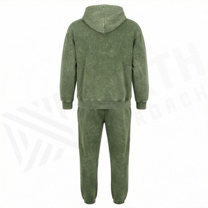 Conjunto Deportivo de Invierno para Hombre, Talla Grande, Algodón, Diseño de Logotipo Personalizado, Transpirable, Lavado Ácido, Patrón Sólido, Cuello con Capucha - Product Image 2