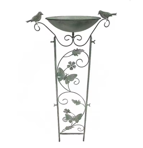 Soporte Decorativo de Metal para Baño de Pájaros con Diseño de Colibrí y Flores, Tazón de Agua para Jardín Exterior, Decoración para Patio y Jardín - Product Image 2