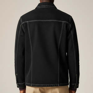 Veste en jean sur mesure à prix de gros, design élégant, séchage rapide, coupe-vent, couleur noire unie, broderie, veste en jean vintage - Product Image 3