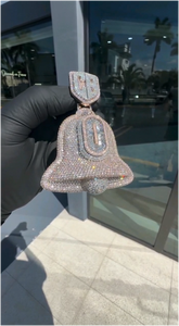 Colgante Hip Hop de Moissanita Redonda Brillante con Baño de Oro de 18k, Moissanita D VVS, Plata 925, Letra Personalizada, Estilo Ice Out - Product Image 4