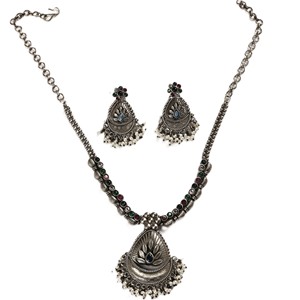 Bohemian Bridal <b>Necklace</b> Earring Set Bezel Setting Zircon Gold Plated Ethnic Tribal Flower Wedding Anniversary Engagement - Product Image 1