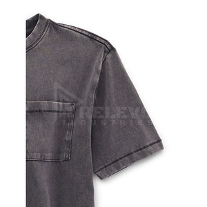 เสื้อยืดแขนสั้นทรงโอเวอร์ไซส์ผ้าฝ้าย 100% ล้างสีแบบแอซิดวอชสำหรับผู้ชาย เสื้อกล้ามออกกำลังกาย สตรีทแวร์ เสื้อยืดเรียบๆ สำหรับฤดูร้อน ชุดออกกำลังกาย - Product Image 3