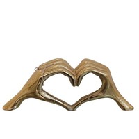 Escultura Moderna de Manos en Forma de Corazón de Aluminio Dorado, Arte Abstracto Hecho a Mano para Decoración de Mesa, Adorno para Hogar, Oficina, Boda, Sala de Estar