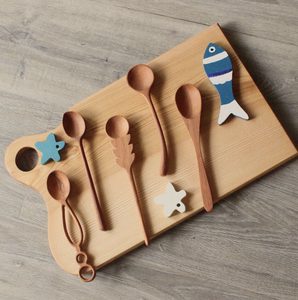 Cuillère de service en bois du Vietnam, faite à la main, avec manche en forme de feuille, ustensile de cuisine, vaisselle rustique pour la table à manger, Vietnam - Product Image 5