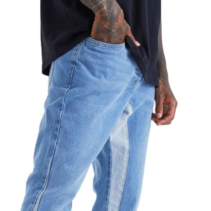 Custom High Quality Men's Baggy Flare Jeans Loose Fit Vintage Stacked Denim <b>Pant</b> Mid Waist Washed <b>Pant</b> - Product Image 5