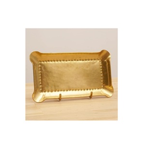 High Grade <b>Gold</b>-Coated Aluminum Luxury Classic Handmade Customizable <b>Serving</b> <b>Tray</b> Unique Decorative <b>Serving</b> <b>Tray</b> - Product Image 4