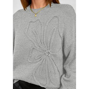 เสื้อสเวตเตอร์ไหมพรมถักลายดอกไม้ แขนยาว คอกลม แฟชั่นฤดูใบไม้ร่วง ปี 2025 สำหรับผู้หญิง ยี่ห้อ Prettypetagen เสื้อผ้าฤดูหนาว - Product Image 3