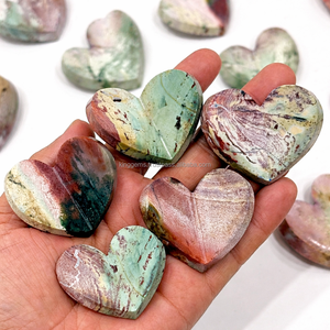 Unicorn Jasper <b>Mini</b> 3D Heart Natural Crystal Heart Small Carved Gemstone Healing Crystal Pocket Stone Gift - Product Image 1