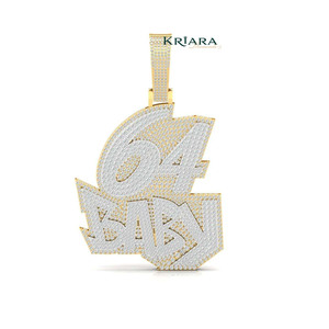 Colgante de Plata 925 con Baño de Oro de 18K y Moissanita, Diseño de Número, Estilo Hiphop, Unisex, para Uso Diario, Corte Brillante Redondo - Product Image 1