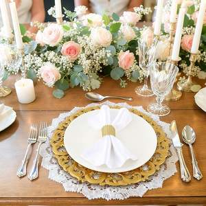 Plato Base Moderno de Acero Inoxidable Premium, Ecológico y No Tóxico, Elegante para la Mesa de Comedor en Recepciones de Boda - Product Image 1