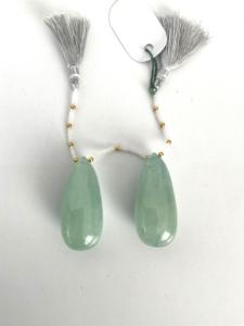 Par de Gotas Lisas de Aguamarina Verde Natural, Piedra Preciosa Natural para la Elaboración de Joyería Fina - Product Image 1
