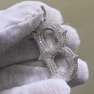 Pendentif personnalisé lettre B Bling Hip Hop Diamant Moissanite Givré avec Plaqué Rhodium Bijoux Fins Pendentifs & Breloques - Product Image 6