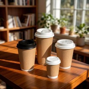 Trending Now Custom Logo <b>8oz</b> 10oz 12oz 16oz Biodegradable Disposable Eco-Friendly Double-Wall Kraft Paper <b>Cups</b> Lids for Wine - Product Image 3