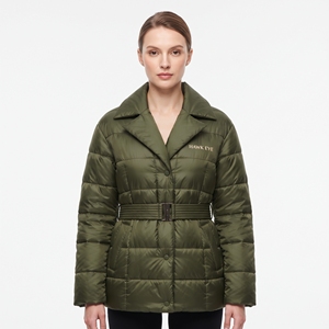 Custom Printing Women's Winter Puffer Jacket Quilted Waist <b>Belt</b> Coat Lightweight Warm Casual Insulated Outdoor Wear - Product Image 5