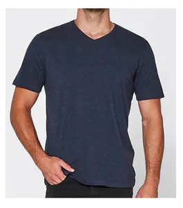 T-shirt à col en V pour hommes Motif solide Plus Size Short Respirant Compression Made Spandex-Jersey Bamboo Fashion Usage quotidien - Product Image 1