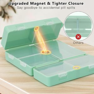 Organizzatore Portatile per Pillole da Viaggio a 7 Scomparti, 2 Pezzi, Design Pieghevole per Uso Quotidiano, Portapillole Tascabile per Conservazione Giornaliera - Product Image 2