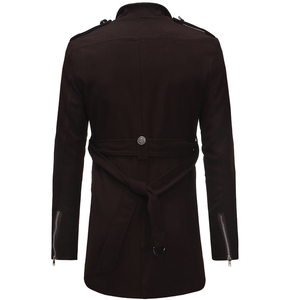 Abrigo de lana marrón de doble botonadura para hombre, talla grande, con cuello vuelto, para invierno. - Product Image 3