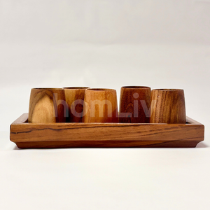 Juego de Vasos de Chupito de Madera de Teca Ecológica Natural OEM, Sostenible, Seguro para Alimentos, Sin Pintura ni Barniz, Halal, Vasos de Madera Personalizados - Product Image 6