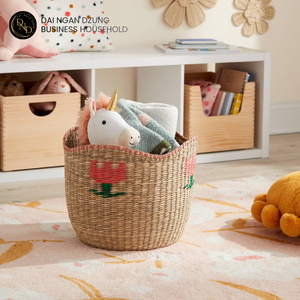 Bathroom Storage Vintage Round Seagrass <b>Basket</b> <b>Foldable</b> Woven Three-Layer Customizable Capacity 50x40x30cm - Product Image 5