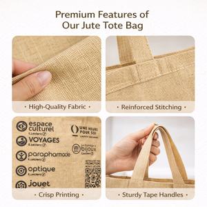 Bolsa de Compras de Yute Impresa Premium, Reutilizable y Ecológica, con Asas Resistentes para Comercio Minorista y Promoción - Product Image 5