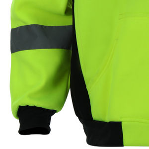 Men's Breathable Hi Vis Viz Reflective Visibility <b>Fleece</b> Jacket Coat Zip up Hoodies with Customized Logo for Safety <b>Work</b> Wear - Product Image 5