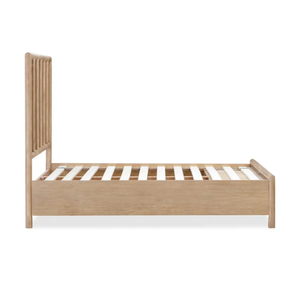 Cadre de lit plateforme minimaliste en teck massif moderne avec tiroirs de rangement, taille King, garantie de 3 ans - Product Image 4