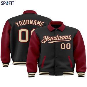 SPOFIT Custom Long Two Tone Polyester Varsity Baseball Letterman <b>Jacket</b> Front Personalized Name Number Logo Wholesale OEM - Product Image 3