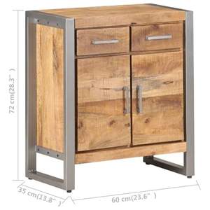 23.6 \ "x13.8 \" x28.3 \ "credenza in legno di Mango grezzo - Product Image 6