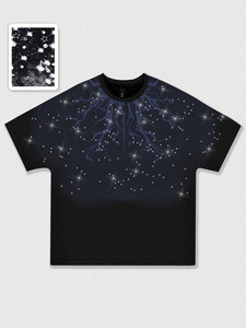 เสื้อยืดผู้ชายแฟชั่นประดับเพชรเทียม ปรับแต่งได้ เนื้อผ้านุ่ม ระบายอากาศดี ผ้าฝ้าย 100% เสื้อผู้ชายรักษ์โลก สตรีทแวร์ ฮิปฮอป - Product Image 2