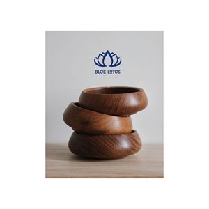 Bol en bois poli vintage bio et écologique BEST SELLING BLUE LOTUS |   Vaisselle de cuisine de qualité alimentaire naturelle pour les fêtes - Product Image 1